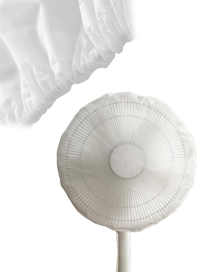 غطاءان دائريان للمروحة، حقيبة مقاومة للغبار عالمية للمروحة الكهربائية، واقي مروحة أمان منزلي صيفي للمروحة الأرضية، مروحة الطاولة، المروحة الصناعية (قصير، أبيض) - Image 1